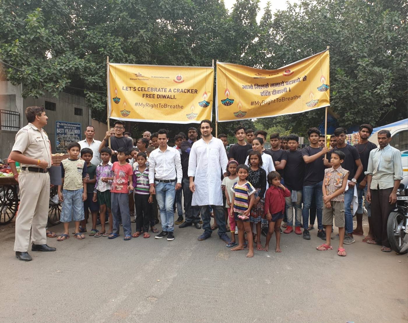 The #MyRightToBreathe cracker-free Diwali campaign with the Delhi Police